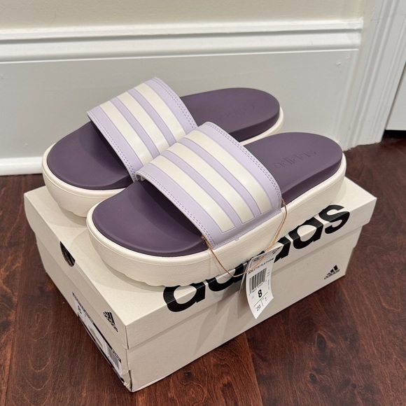 NEW Adidas Adilette Platform Slides Sandals Shoes Women’s sz 8 - Picture 5 of 8